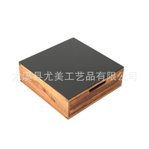 Walnut wood <b>storage</b> <b>box</b> with black glass finish, A4 paper <b>storage</b> <b>box</b>, office desk <b>drawer</b> <b>storage</b> <b>box</b>, stackable. - Product Image 1