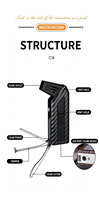 Briquet à cigares multifonction pliable avec coupe-cigares, poinçon, tasseur, flamme nue, coupe-vent, rechargeable au butane, allumage par tirage
