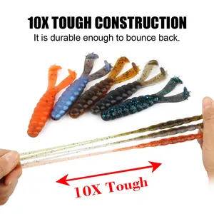 Spinpoler Diver Grub salado TPR flotante suave señuelo de pesca cola doble 10X plástico gusano cebo Artificial Wobbler aparejos de pesca - Product Image 3