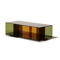 Table basse rectangulaire moderne en acrylique italien Rangement pratique et belle table à thé