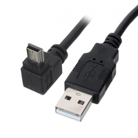 Prix de gros USB 2.0 vers Mini b Câble de charge 5 broches Câble de rallonge USB Mini B coudé