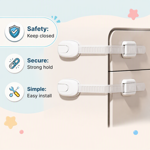 Serrure de porte d'armoire à 4 fenêtres pour bébé 2025 avec clé Serrure de sécurité enfant pour réfrigérateur à 4 chiffres - Product Image 1