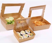Restoran paket salata kutusu tek kullanımlık ambalaj konteyner Kraft öğle yemeği kağit kutu Fast Food gitmek için götürmek