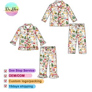 New Arrival <strong>Christmas</strong> Bamboo Pajamas Girls Clothing Sets with Ruffle Pants Family Matching <strong>Outfits</strong> - Product Image 5