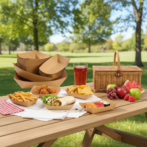 Bandeja Rectangular Desechable de Papel Kraft Marrón para Servir Alimentos, Ideal para Nachos, <span class=keywords><strong>Tacos</strong></span>, BBQ, Papas Fritas, para Restaurantes y Servicios de Catering - Product Image 5