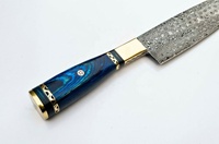 Professioneel koksmes SCK-132 SIZZCO Damascus staal scherp lemmet op maat gemaakt hoge kwaliteit hardhouten handvat messing clip