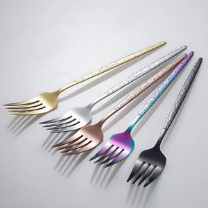 Hammered Pattern Stainless Steel Flatware Steak Knives, Dessert Spoons, and Forks for Wedding Restaurant Cutlery Sets - Product Image 3