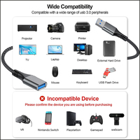 Longkay Câble d'extension USB 3.0 tressé en nylon, transfert de données haute vitesse 5 Gbps, connecteur plaqué or, 1M/2M/Longueur personnalisée
