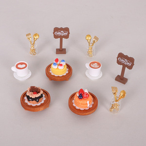 Décoration miniature pour <span class=keywords><strong>maison</strong></span> de poupée : plateau de gâteaux et de café, ornement créatif pour scène ob11 - Product Image 2