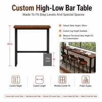 Ensemble table et tabourets hauts industriels modernes avec finition thermolaquée, mobilier de salle à manger en métal et bois pour café et bar à domicile