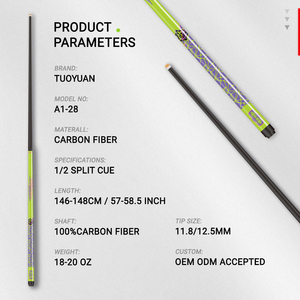 Queue de billard professionnelle - Queue de billard entièrement en fibre de carbone, faible déviation, embouts de 11,8 mm et 12,5 mm, taille réglementaire de 147 cm - Product Image 4