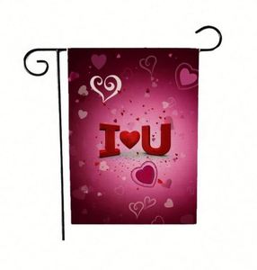 Bandera de Jardín de Doble Cara Ecológica para el Día de San Valentín con Rosas Rojas, con Color y Diseño Personalizados para Uso en Exteriores - Product Image 1