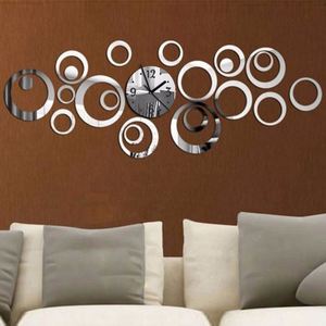Wall Clock DIY Mirror Wall Sticker Circle Ring 3D Acrylic Mute Quartz Watches for Home Living Room Bedroom Decor - Product Image 2