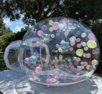 Dôme gonflable commercial transparent de haute qualité pour fêtes en extérieur 2026 – Tente bulle transparente pour enfants 6ft x 9.8ft avec souffleur d'air