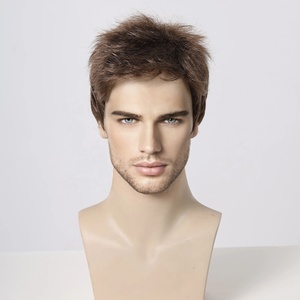 Nhà Máy Giao Hàng Nhanh Nâu Ngắn Tóc Giả Thẳng Tổng Hợp Tóc Giả Cho Nam Giới Lớp Hàng Ngày Cosplay Chịu Nhiệt Sợi Đầy Đủ Tóc Giả - Product Image 3