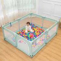 Baby Playpens With Gate Foldable Safety Fence Large Square Portable Mesh Kids' Playpen Bed Toddler Fences Indoor Play Pen Yard