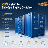 Conteneur High Cube 20 pieds certifié CCS, ouverture latérale, avec une porte latérale pour un chargement et un déchargement faciles