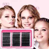 Nouvel ensemble de faux cils en cheveux synthétiques 6080100D, style dense, pour l'Europe et l'Amérique, 300 bouquets par paquet
