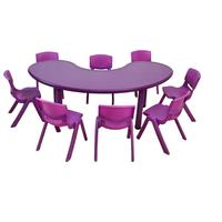 Table et chaise d'école pour garderie en gros, table d'activités en plastique colorée réglable en hauteur