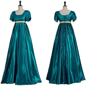 Robes de bal en satin pour femmes, style Empire, col carré, vintage, pour soirée de bal - Product Image 2
