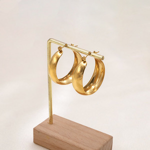 Hoop Earrings Gold 10mm 12mm 13mm Titanium Steel Geometric Minimalist Women Fashion Jewelry - Product Image 3