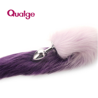 Plug anal vibrant en forme de queue de chat, jouet sexuel, rouge et violet, en acier inoxydable et cristal, 100% étanche, 6cm*46cm