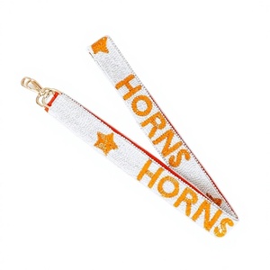 Trendy Hail West Virginia Blue Embroidered Handmade <b>Lanyard</b> Design Gold Text Hooks Rectangular <b>Polyester</b> Souvenir Accessory - Product Image 3