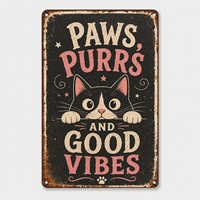Plaque murale en métal vintage personnalisée avec motif de chat, décoration artistique pour les amoureux des animaux, idéale pour la maison, les cafés, les bars et la décoration intérieure.