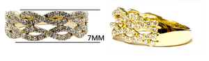 Nouvelles inventions de conception torsadée en gros de Hong Kong Bague de mariage en or jaune 14 carats VS SI diamant à mi-chemin pour femme - Product Image 2