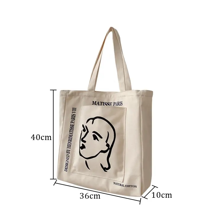 Hersteller Custom Design Logo Front tasche mit Reiß verschluss Verschluss Natural ECO Friendly Shopping Baumwolle Canvas Tragetaschen