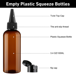 Empty 60ml 100ml 150ml clear <b>Plastic</b> Hair Oil Squeeze Applicator Packaging Bottle With Twist-open Dispensing <b>Cap</b> - Product Image 3