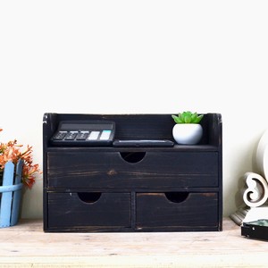 Wooden <b>Storage</b> <b>Box</b> With <b>Drawer</b> Solid Wood Office Desktop Organizer Rectangle Multi Functional No Installation - Product Image 2