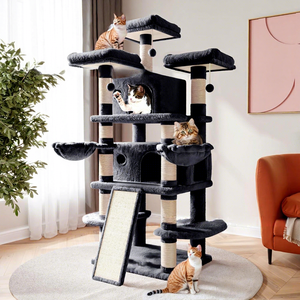 Árbol para Gatos de Madera de Alta Densidad de Lujo - <span class=keywords><strong>Torre</strong></span> Rascadora Moderna y Resistente para Interiores, Ideal para Múltiples Gatos - Montaje sin Herramientas - Product Image 4