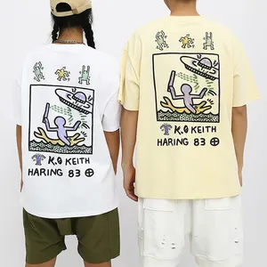 Designer Custom Zuur Gewassen Koreaanse Stijl Meisjes Cartoon Hoge Kwaliteit 100% Katoen 300Gsm Heren Digitale Print T Shirts