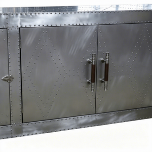 Meuble de rangement à vin de luxe industriel, buffet en aluminium et bois massif, comptoir de bar, console de salon 5+ - Product Image 5