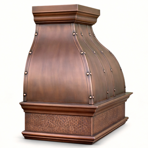 Lüks El Yapımı 16 Kalibre Çan Şeklinde Bakır Davlumbaz, Çekiçle İşlenmiş Önlük ve Antik Patina ile Mimari Villa Mutfakları İçin - Product Image 2