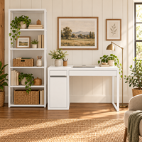 Bureau d'ordinateur compact en acier moderne avec tiroir et armoire, table d'étude et de travail pour la maison, l'appartement ou le dortoir