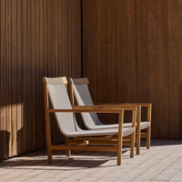 Fauteuil simple en teck avec rotin tressé, chaise de loisirs d'extérieur résistante à la pluie pour villa, balcon, terrasse, jardin, cour