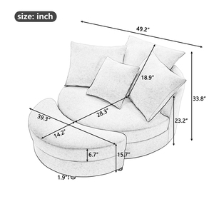 Swivel Home Light Grey Round Sofa With Storage <strong>Ottoman</strong> <strong>Barrel</strong> <strong>Chairs</strong> for Living Room Leisure Couch - Product Image 6