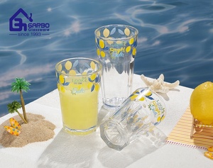 Vaso de Vidrio Popular con Decoración, Serie <span class=keywords><strong>Leomon</strong></span>, Proveedor Chino para el Hogar, Vaso para Agua Fría, Bajo MOQ - Product Image 4