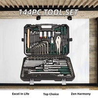 Kit d'outils de réparation automobile 142+2 pièces, clé à cliquet 72 dents, embouts de tournevis, étui rigide, personnalisable, fabrication OEM, en aluminium