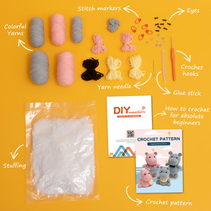Kit <span class=keywords><strong>de</strong></span> Ganchillo para Principiantes, Kit <span class=keywords><strong>de</strong></span> Ganchillo <span class=keywords><strong>de</strong></span> Familia <span class=keywords><strong>de</strong></span> Hipopótamos, Juego <span class=keywords><strong>de</strong></span> Manualidades con Manual en Inglés, Hilo <span class=keywords><strong>de</strong></span> Ganchillo, Kit <span class=keywords><strong>de</strong></span> Tejido para Regalos - Product Image 3