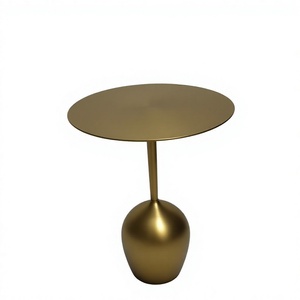Modern Interior Brass <b>Coffee</b> <b>Table</b> Round Metal Top Decorative Living Room Furniture <b>Oval</b> Ball Base Portable Luxury Metal <b>Table</b> - Product Image 1
