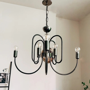 Candelabro Cabry-Brazos escultóricos de cromo pulido con bombillas expuestas, colgante moderno Glam para comedor, vestíbulo, sala de estar - Product Image 2
