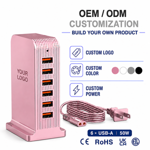 Factory Wholesale 6-Port 5V/3A QC3.0 USB Charger 50W Eco-Friendly Fireproof Desktop Smartphone Smart Watch OEM/ODM - Product Image 1