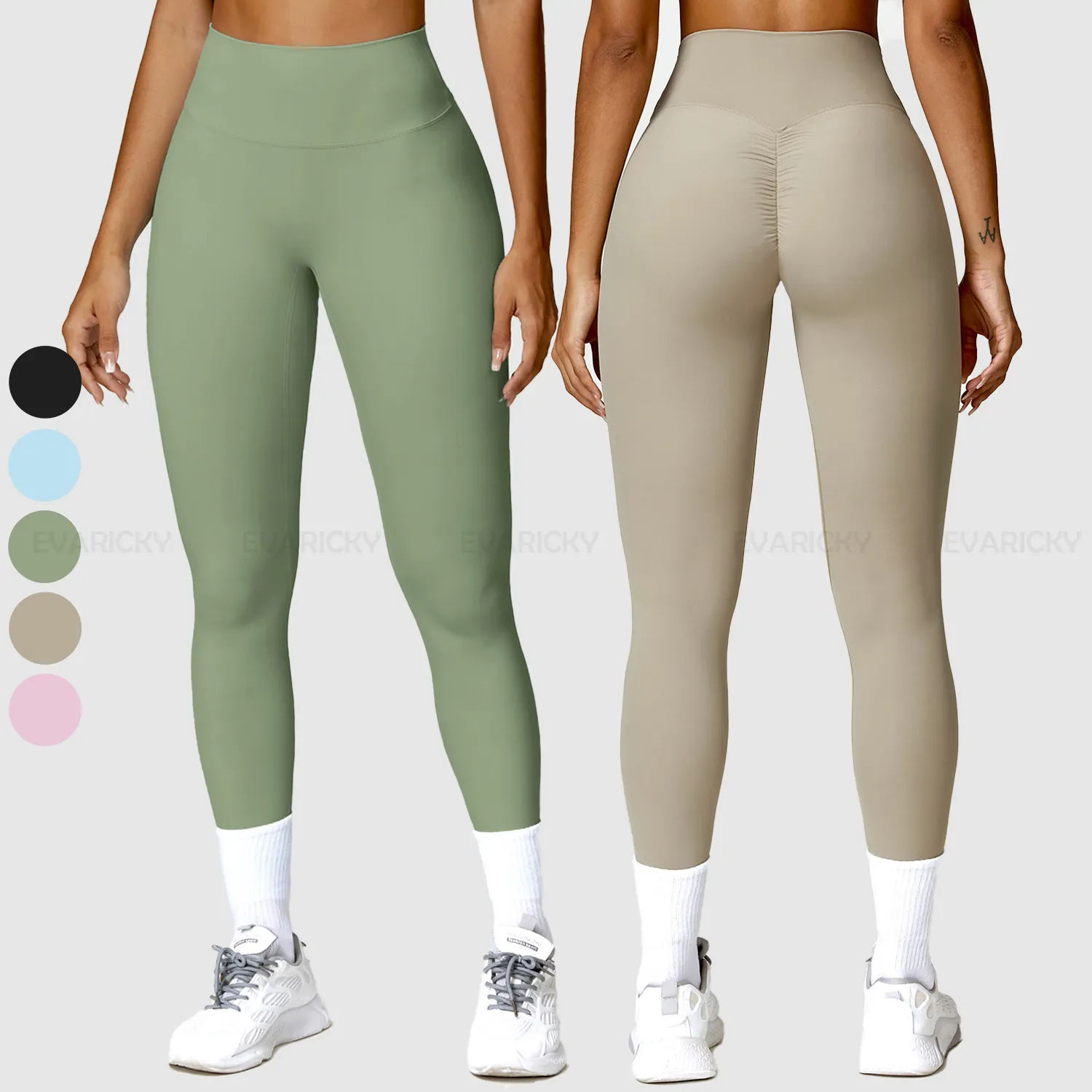 Collant da donna per palestra da corsa per allenamento con stracciamento atletico pantaloni da Yoga da palestra a vita alta senza cuciture anteriori Leggings da Yoga da donna