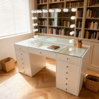 Coiffeuse Maquillage LED Éclairée avec Miroir - Style Européen et Américain, Idéale pour Mobilier de Chambre et Besoins Beauté