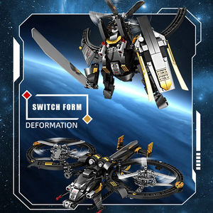 1921B <span class=keywords><strong>Jouet</strong></span> de construction 2-EN-1 : Hélicoptère Robot de Science-Fiction Transformable, Modèle de Navire de Guerre, 459 Pièces, Ensemble de Briques STEM DIY - Product Image 4