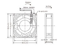 Ventilateur AC sans balais à cadre en alliage d'aluminium OEM/ODM, grand débit d'air, haute vitesse, 80x80x38mm, roulement à billes, AC110V/220V/380V