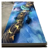 Feuille de plastique PVC décorative intérieure imperméable 3D de 3 mm, panneau mural brillant en marbre UV, feuille de marbre UV